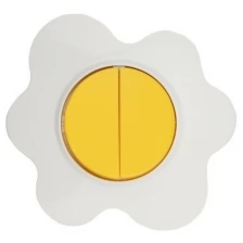 Выключатель двухклавишный KRANZ HAPPY Яичница скрытой установки, желтый/белый