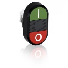 Кнопка двойная MPD2-11B (зеленая/красная) непрозрачная черная ли нза с текстом (I/O) 1SFA611131R1106