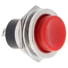 Выключатель-кнопка, 250 В, 2 А, ON-OFF, 2с, d: 16,2 мм, без фиксации, металл, красная