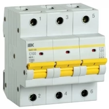 Выключатель автоматический модульный 3п C 100А 15кА ВА47-150 IEK MVA50-3-100-C (1 шт.)