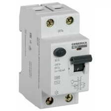 Выключатель дифференциального тока (УЗО) 2п 50А 100мА тип AC ВД1-63 GENERICA IEK MDV15-2-050-100 (1 шт.)