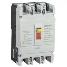 Автоматический выключатель ВА66-35 3Р 250А 25кА GENERICA IEK SAV30-3-0250-G (1 шт.)