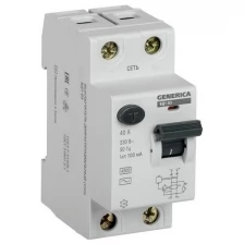 Выключатель дифференциального тока (УЗО) 2п 40А 100мА тип AC ВД1-63 GENERICA IEK MDV15-2-040-100 (1 шт.)