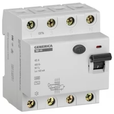 Выключатель дифференциального тока (УЗО) 4п 40А 100мА тип AC ВД1-63 GENERICA IEK MDV15-4-040-100 (1 шт.)