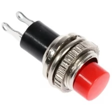 Выключатель-кнопка, 250 В, 2 А, ON-OFF, 2с, d: 10,2 мм, без фиксации, металл, красная./В упаковке шт: 200