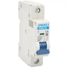 Автоматический выключатель Andeli Dz66-63/1p 20A 6kA х-ка C ADL01-229 .