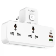 Сетевой фильтр Ldnio SC2311 2 Sockets + LED Ночник 3xUSB QC 3.0+PD 3.0 20W White LD_B4613