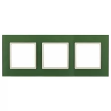 Рамка ЭРА 14-5103-27 на 3 поста, стекло, Elegance, зелёный+слоновая кость Б0034517