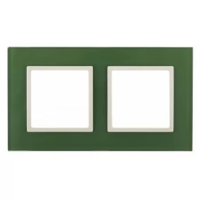 Рамка ЭРА 14-5102-27 на 2 поста, стекло, Elegance, зелёный+слоновая кость Б0034499