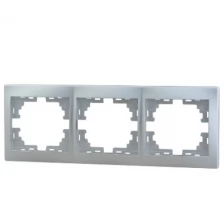 Трехместная горизонтальная рамка Lezard MIRA металлик серый, без вставок 701-1000-148