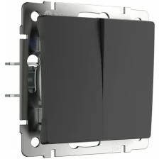 Выключатель проходной двухклавишный без рамки Werkel черный матовый W1122008