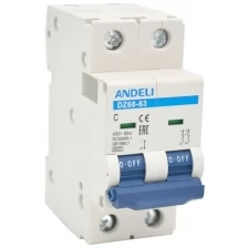 Автоматический выключатель Andeli Dz66-63/2p 10A 6kA х-ка C ADL01-240 .