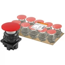 Выключатель кнопочный КЕ 021-У2-исп.2 гриб без фиксации красный 1з+1р 10A 660B IP40 TDM (Упаковка 10шт) SQ0753-0018