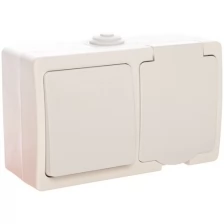 Блок: одноклавишный выключатель + розетка с заземлением, с защитными шторками, с крышкой IP-54, белый UNIVersal Аллегро 5562968