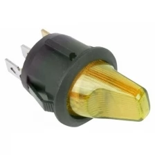 Rexant Выключатель клавишный круглый 12V 16А (3с) ON-OFF желтый с подсветкой REXANT, 30 шт.
