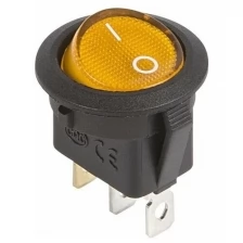 Rexant Выключатель клавишный круглый 12V 20А (3с) ON-OFF желтый с подсветкой REXANT, 30 шт.