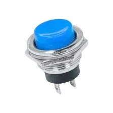 Rexant Выключатель-кнопка металл 250V 2А (2с) (ON)-OFF Ø16.2 синяя REXANT, 40 шт.