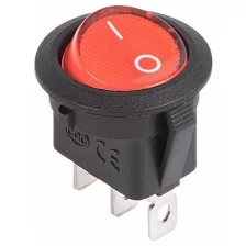 Rexant Выключатель клавишный круглый 12V 20А (3с) ON-OFF красный с подсветкой REXANT, 30 шт.
