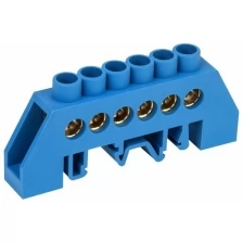 Шина «N» нулевая в комбинированном синем изоляторе на DIN-рейку 8x12 мм 6 групп REXANT Артикул 11-2312 (100_шт)