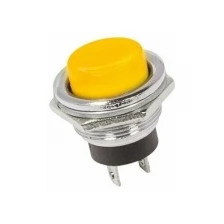 Rexant Выключатель-кнопка металл 250V 2А (2с) (ON)-OFF Ø16.2 желтая REXANT, 40 шт.