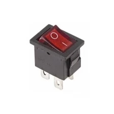 Rexant Выключатель клавишный 250V 6А (4с) ON-OFF красный с подсветкой Mini REXANT, 30 шт.