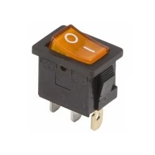 Rexant Выключатель клавишный 250V 6А (3с) ON-OFF желтый с подсветкой Mini REXANT, 50 шт.