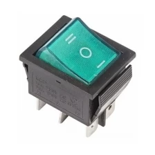 Rexant Выключатель клавишный 250V 15А (6с) ON-OFF-ON зеленый с подсветкой и нейтралью REXANT, 20 шт.