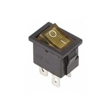 Rexant Выключатель клавишный 250V 6А (4с) ON-OFF желтый с подсветкой Mini REXANT, 50 шт.