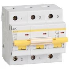 Автоматический выключатель IEK Ва47-100, 3Р, 40А, 10кА, характеристика D Mva40-3-040-d .