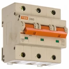 Автоматический выключатель TDM ELECTRIC ВА47-125 3Р 80А 15кА х-ка D (SQ0208-0034)