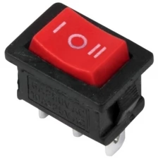 Выключатель клавишный 250В 6А (3с) ON-OFF-ON красн. с нейтралью Mini (RWB-205; SC-768) REXANT 36-2144