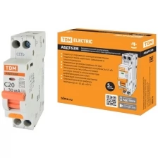 Автоматический выключатель дифференциального тока TDM 63М 2P1P+N C20 30мА 4,5кА тип АС SQ0202-0066 .