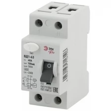 Выключатель дифференциального тока (УЗО) 1P+N 40А 100мА ВД1-63 Pro NO-902-38 ЭРА Б0031883
