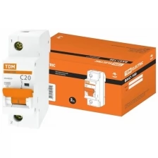 Автоматический выключатель ВА47-100 1Р 20А 10кА х-ка С TDM (Упаковка 6шт) SQ0207-0047