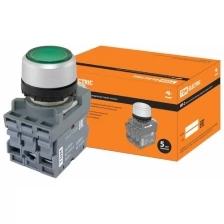 Кнопка с фиксацией MP2-21G(LED) в сборе d22мм/24В 1з+1р зеленая TDM (Цена за: 1 шт.)