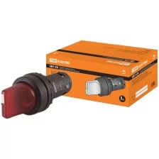 Переключатель на 2 положения с фиксацией SB7-CK2465-24V короткая ручка(LED) d22мм 1з+1р красный TDM (Упаковка 10шт) SQ0746-0062