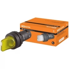 Переключатель на 3 положения с фиксацией SB7-CK3565-220V короткая ручка(LED) d22мм 1з+1р желтый TDM (Упаковка 10шт) SQ0746-0069