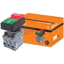 Кнопка двойная MPD13-11G (зеленая/красная-выступающая) (LED) d22мм/24В (I/O) линза зеленая TDM (Упаковка 10шт) SQ0747-0040