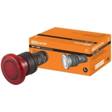 Кнопка грибовидная SB7-CWM42-24V(LED) d35мм 1р красная TDM (Упаковка 10шт) SQ0746-0052