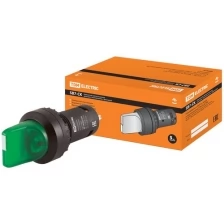 Переключатель на 3 положения с фиксацией SB7-CK3365-220V короткая ручка(LED) d22мм 1з+1р зеленый TDM (Упаковка 10шт) SQ0746-0065