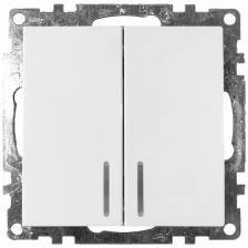 Stekker Выключатель 2-клавишный c индикатором механизм, Gls10-7102-01, 10А, Катрин, белый 39301 .