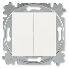Переключатель двухклавишный LEVIT скрытой установки 10А схема 6+6 механизм с накладкой белый / ледяной 2CHH595245A6001 ABB