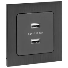 Стокгольм Механизм Розетки USB 2-местной 2,1А черный EKF PROxima