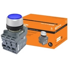Кнопка MP1-21L(LED) в сборе d22мм/24В 1з+1р синяя TDM (Упаковка 10шт) SQ0747-0020