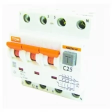 АВДТ 63 4P(3Р+N) C40 100мА 6кА тип А - Автоматический Выключатель Дифференциального тока TDM Артикул SQ0202-0024