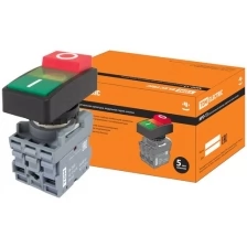 Кнопка двойная MPD13-11G (зеленая/красная-выступающая) (LED) d22мм/220В (I/O) линза зеленая TDM, цена за 1 шт